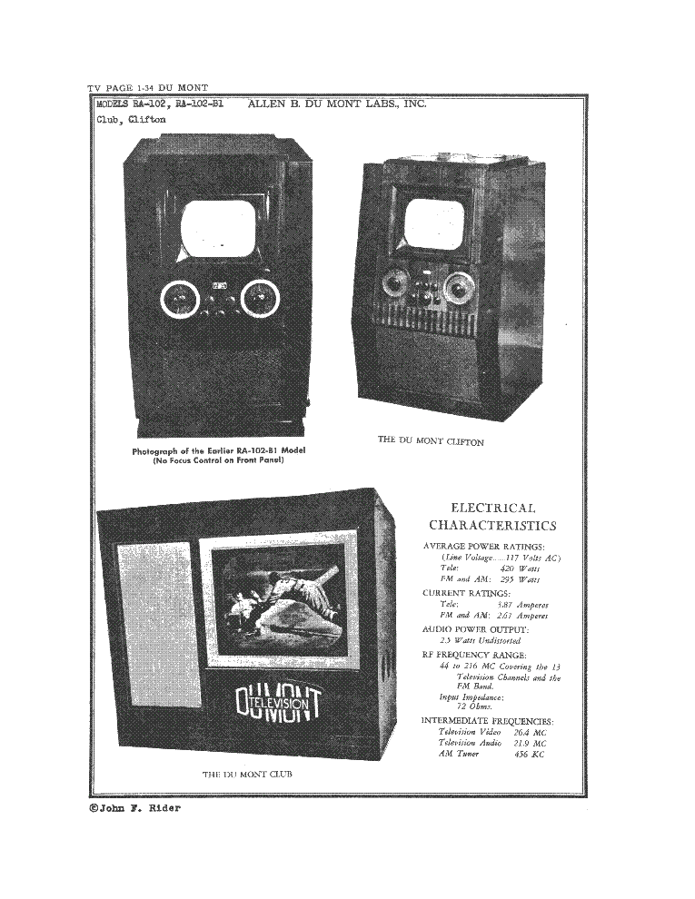 DUMONT RA-102 RIDER service manual