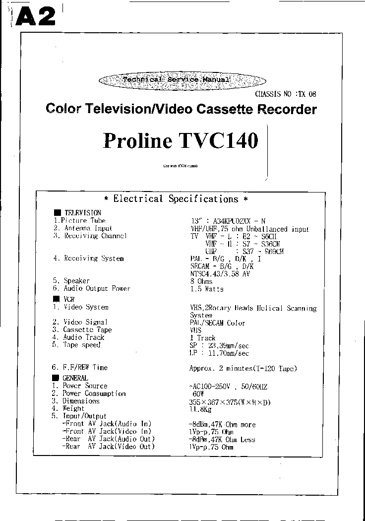 Proline Tvc 140 Service Manual Download Schematics Eeprom Repair Info For Electronics Experts
