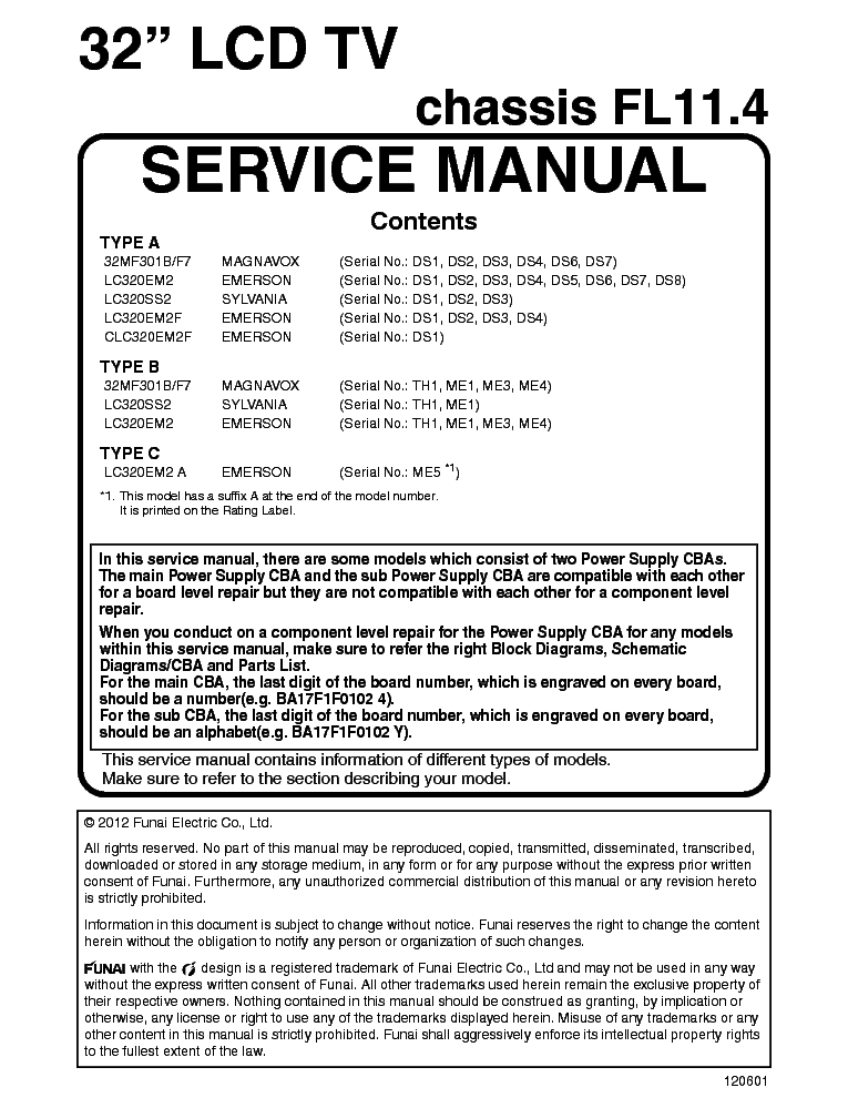 Emerson Lc320em2 Magnavox 32mf301b Chassis Fl11 4 Service Manual Download Schematics Eeprom Repair Info For Electronics Experts