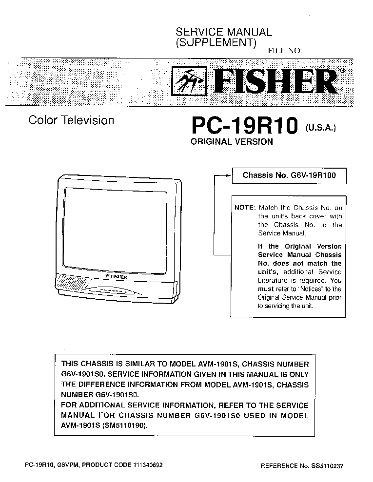 FISHER PC-19R10 service manual