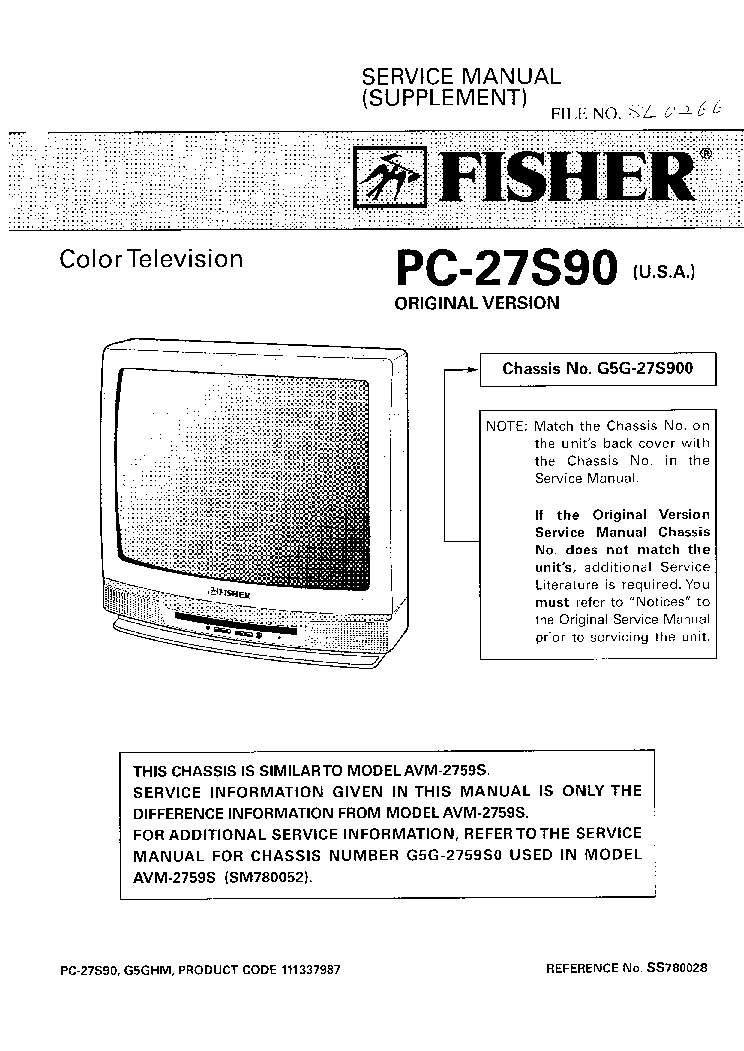 FISHER PC27S90 service manual