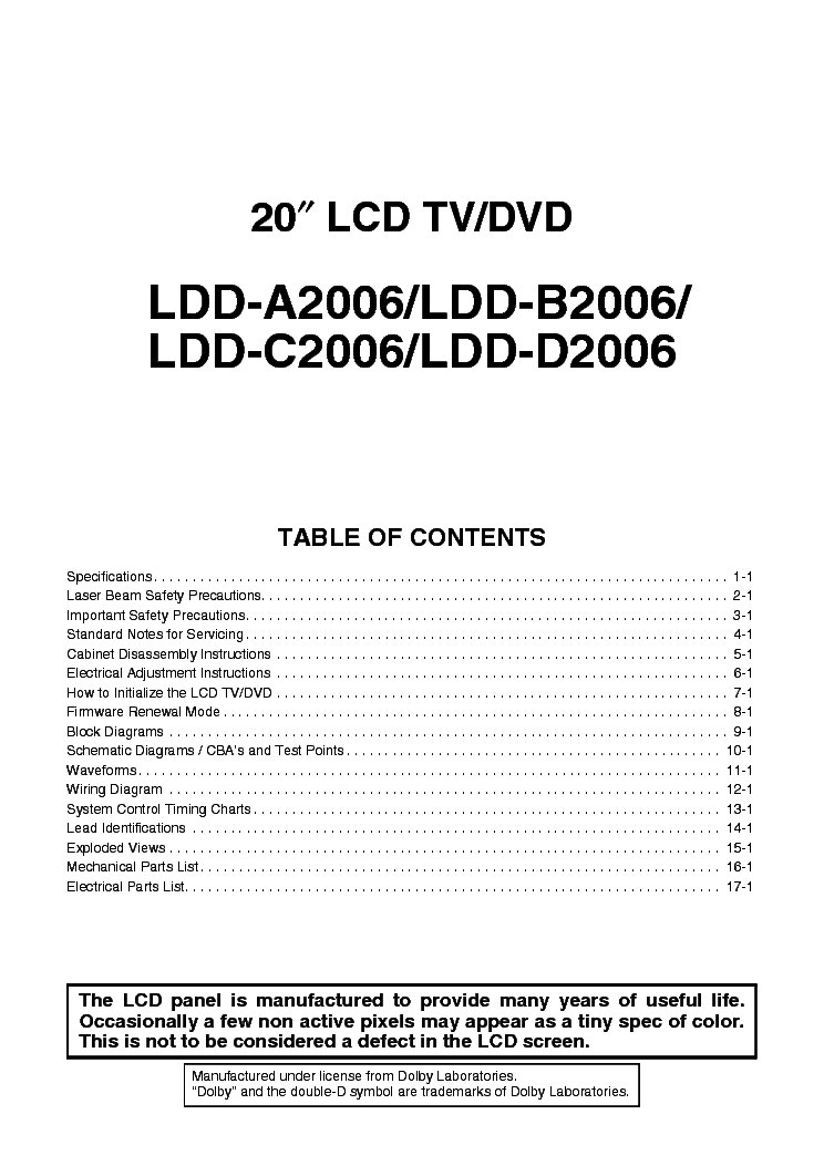 FUNAI LCDTV+DVD A2006 B2006 C2006 D2006L4670EA 71BB 72FC 73RD SM service manual (2nd page)