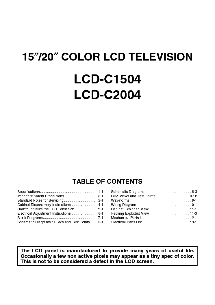 FUNAI LCDTV C1504 C2004L4102 4202FC SM service manual (2nd page)