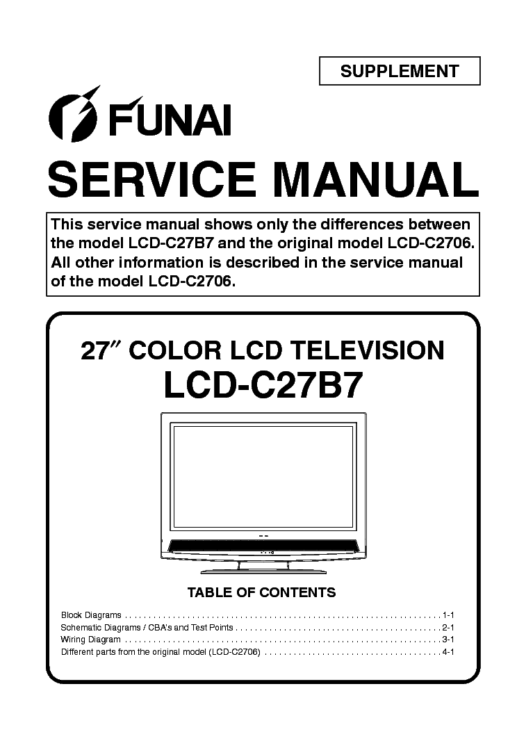 FUNAI LCDTV C27B7 L5825FF-SUP SM service manual (1st page)