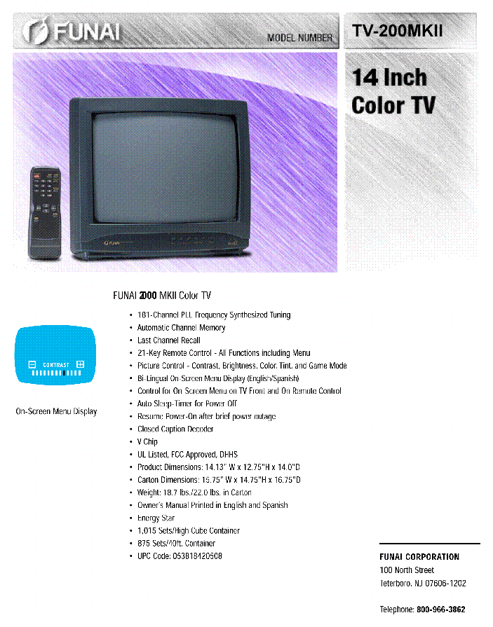 FUNAI TV-2000 MKII SCH service manual (1st page)