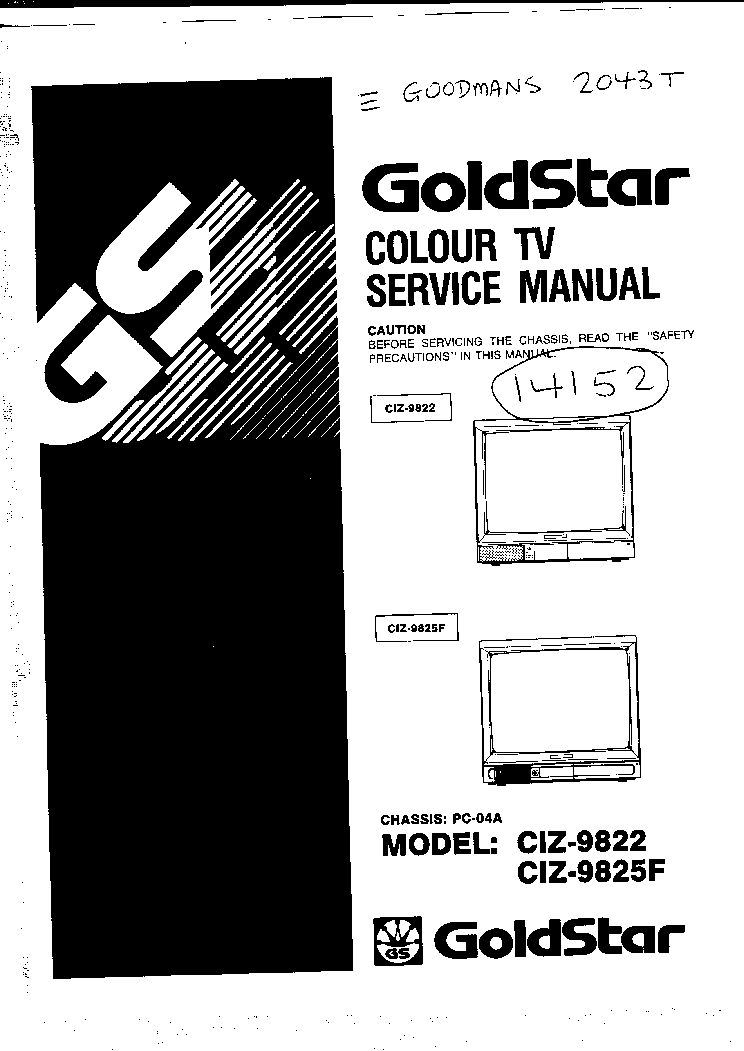 GOLDSTAR CIZ-9822 9825F CH PC04A SM service manual (1st page)
