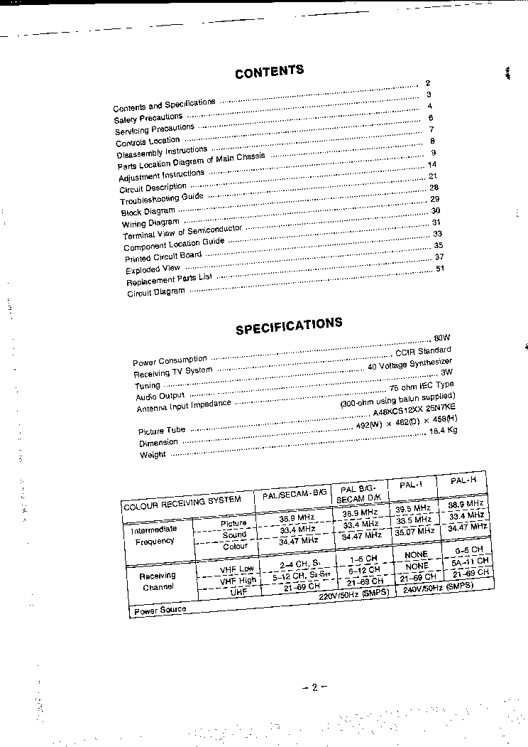 GOLDSTAR CIZ-9822 9825F CH PC04A SM service manual (2nd page)