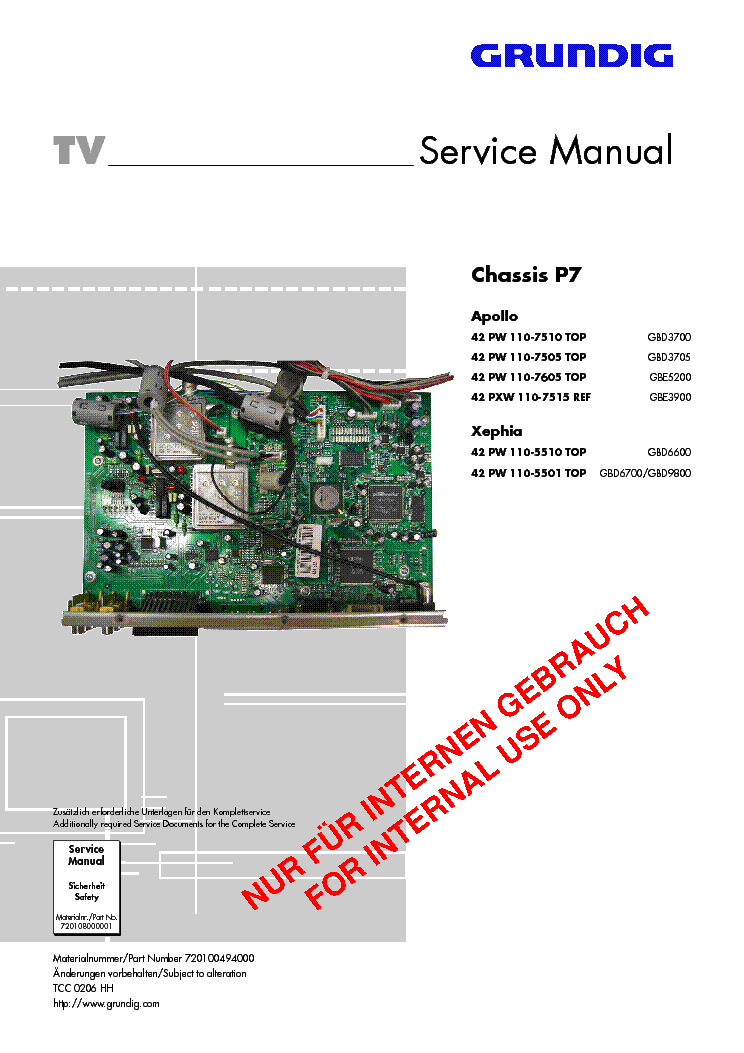 GRUNDIG 42PW110-7605 CHASSIS P7 service manual