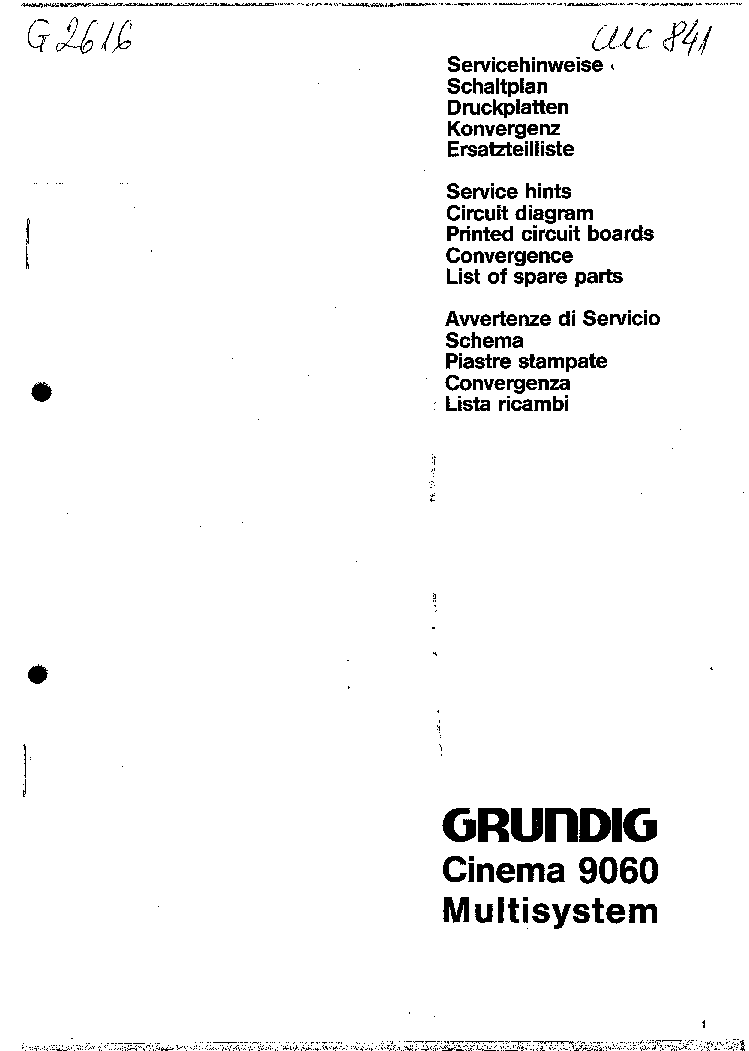 GRUNDIG CINEMA-960 CHASSIS CUC841 service manual