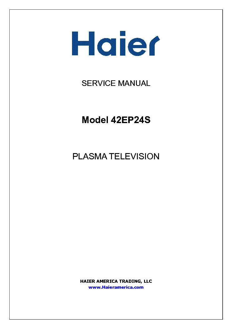 HAIER 42EP24S SM service manual