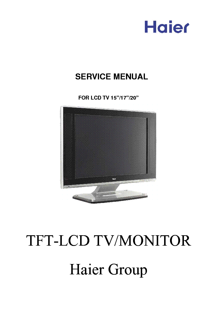 HAIER L20AV6 SVCMNLS service manual