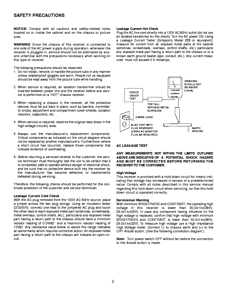 HITACHI 36UX01SM service manual (2nd page)
