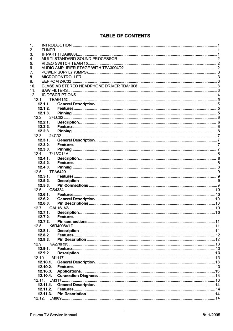 HITACHI 42PD3200 service manual (2nd page)