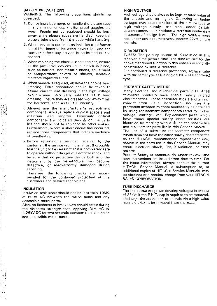 HITACHI C14-P216,P218 SM service manual (2nd page)