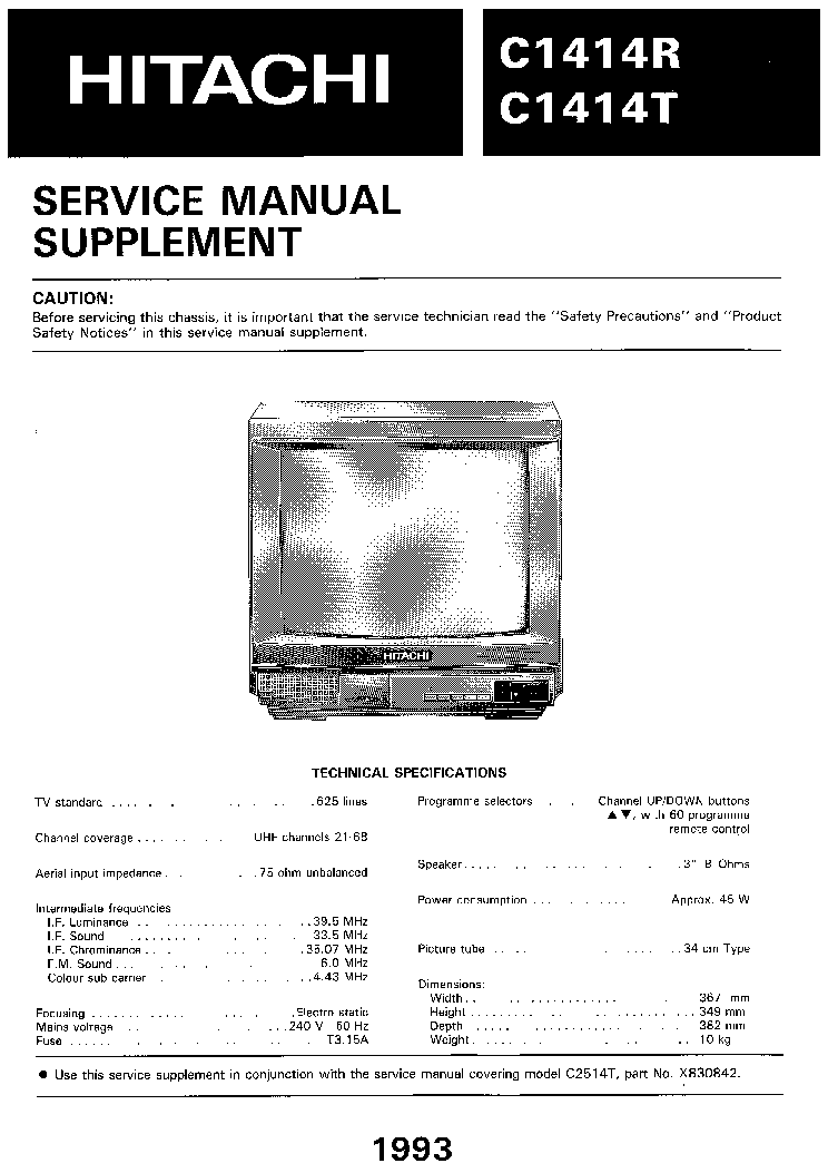 HITACHI C1414R TV SM service manual (1st page)