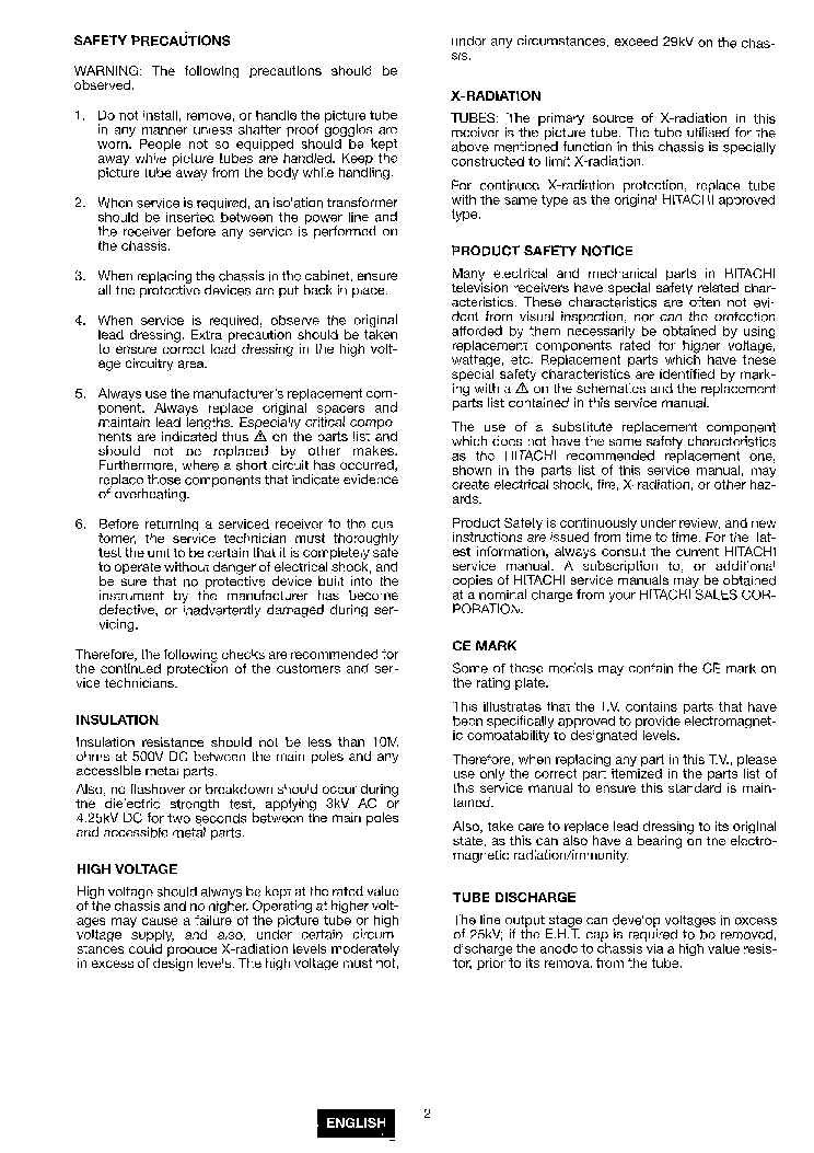 HITACHI C2156 service manual (2nd page)