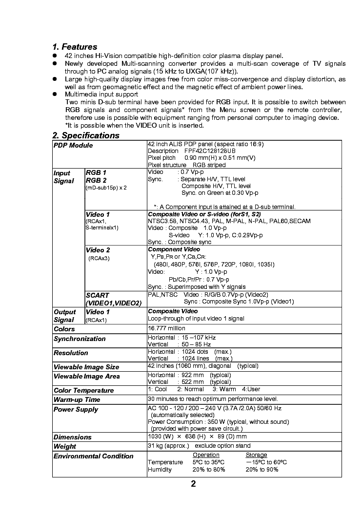 HITACHI CMP4202E CMP4121 42PMA400E.PDF service manual (2nd page)