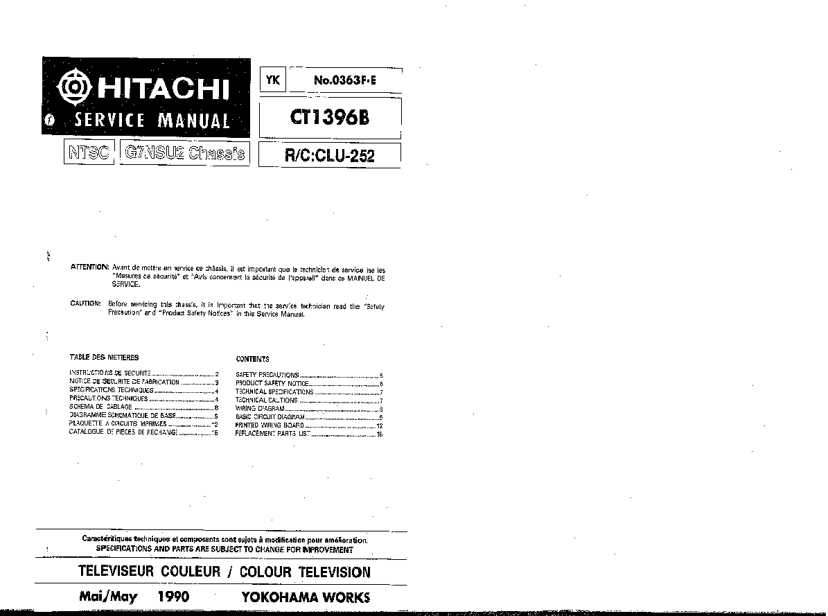 Hitachi c21 tf560s инструкция