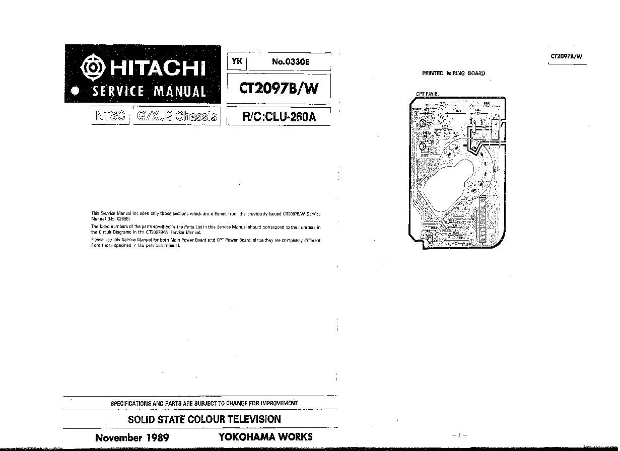 HITACHI CT2097B CHASSIS G7XU3 SM service manual (1st page)