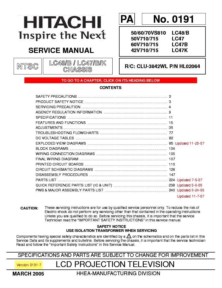 HITACHI 50VS810 MANUAL PDF