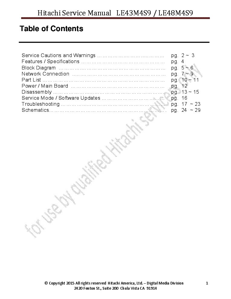 HITACHI LE43M4S9 SM service manual (2nd page)