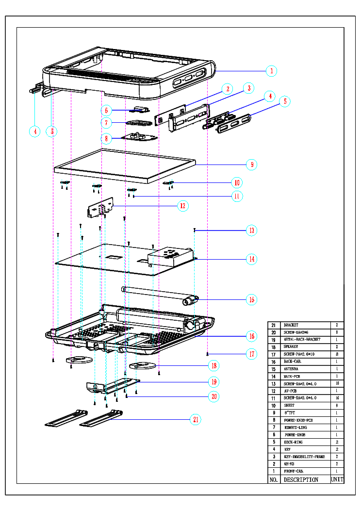 HYUNDAI H-LCD804 EXPLODED-VIEWS AND PARTS-LIST Service Manual download