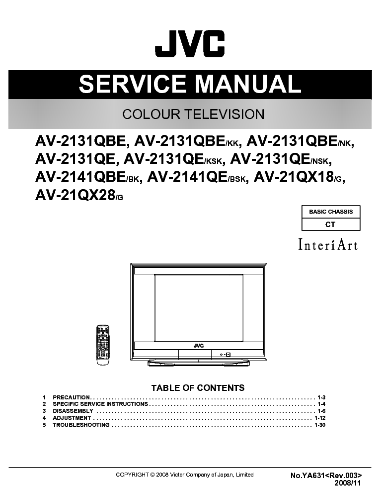 JVC AV-2131 AV-2341 QE QBE AV-21QX18 AV-21QX28 SM Service Manual ...