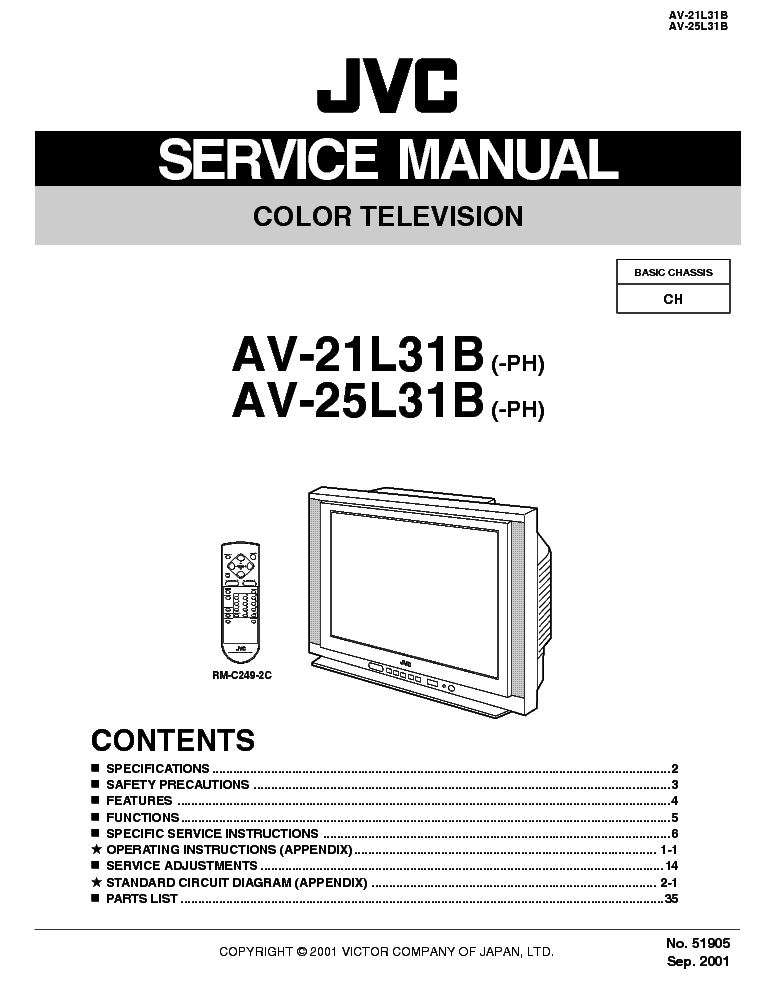 JVC AV-21L31B AV-25L31B CH CH SM Service Manual download, schematics ...