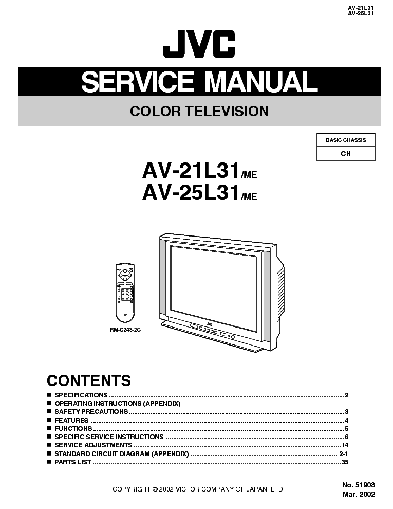 JVC AV-21L31ME AV-25L31ME-T Service Manual download, schematics, eeprom ...
