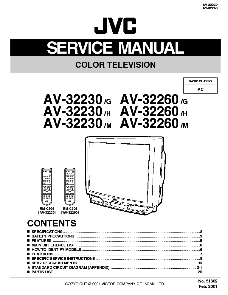 JVC AV-32230 CHASSIS AC Service Manual download, schematics, eeprom ...