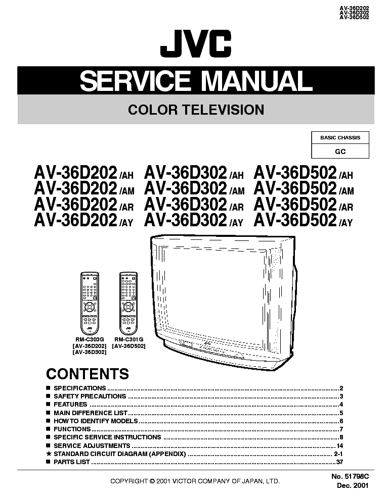 Jvc Av 36d202 Av 36d302 Av 36d502 Ch Gc Sm Service Manual Download Schematics Eeprom Repair Info For Electronics Experts