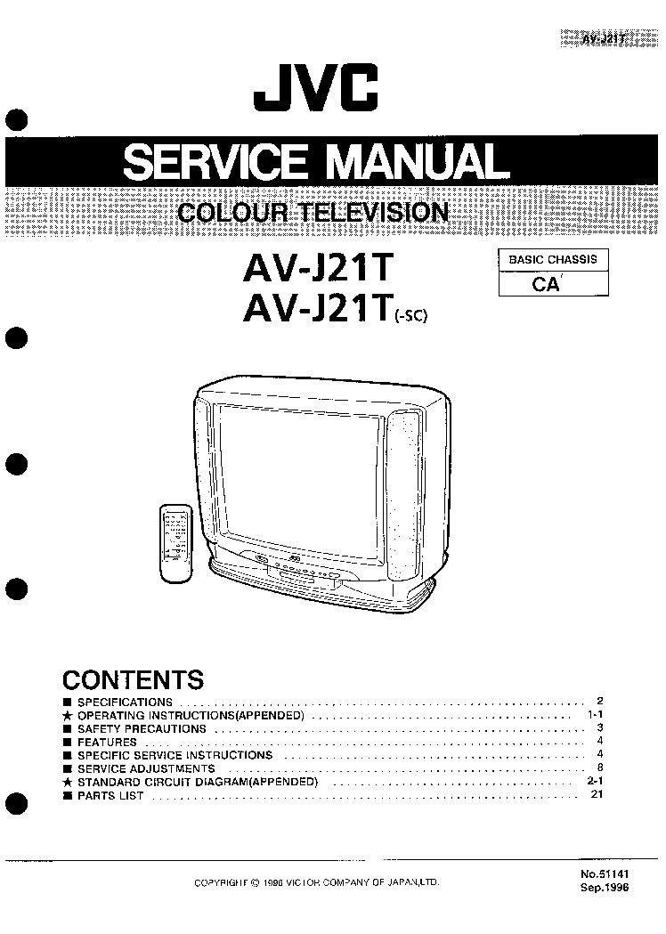 JVC AV-J21T CHASSIS CA SM Service Manual download, schematics, eeprom ...
