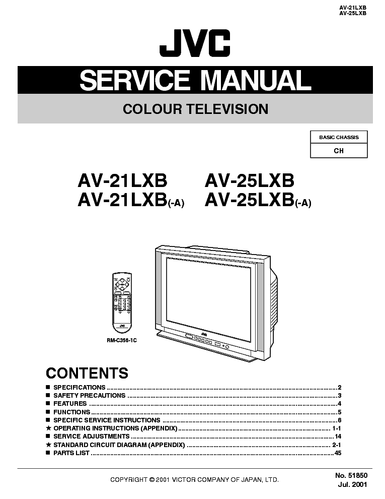 JVC CH CHASSIS AV-21LXB Service Manual download, schematics, eeprom ...