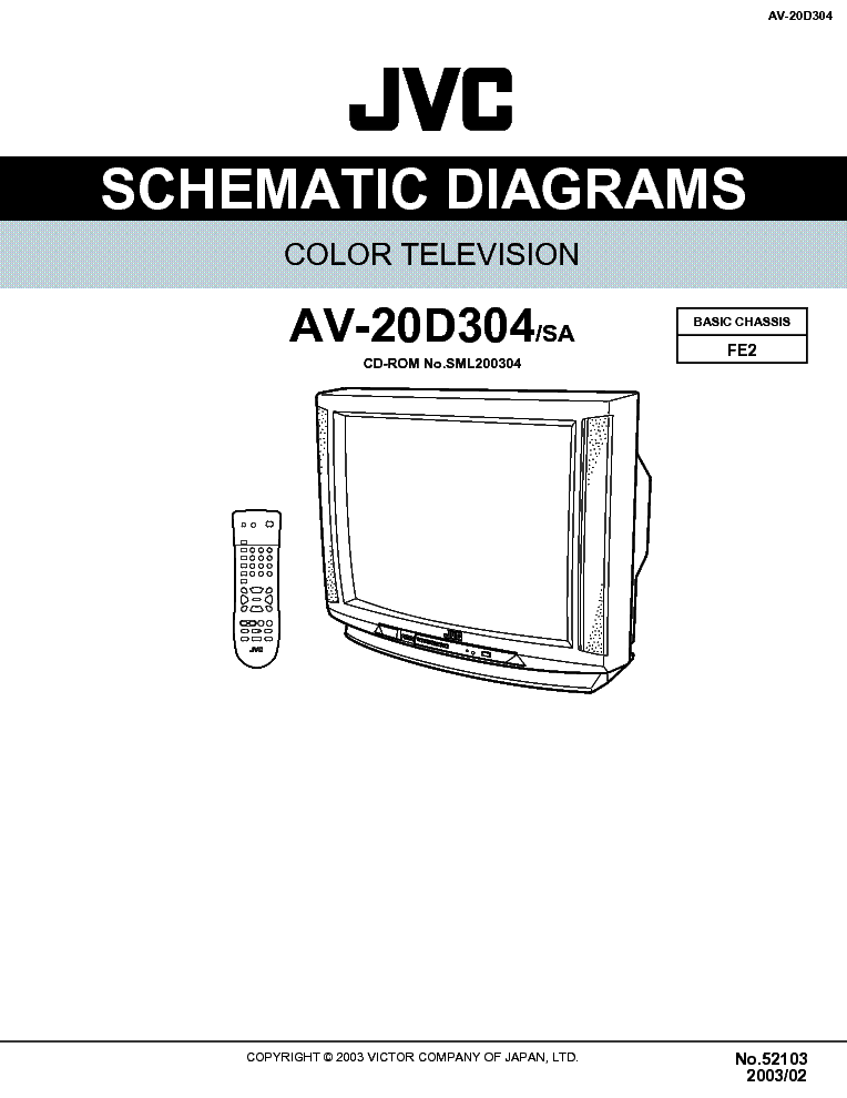 JVC FE2 CHASSIS AV20D304 TV D Service Manual download, schematics