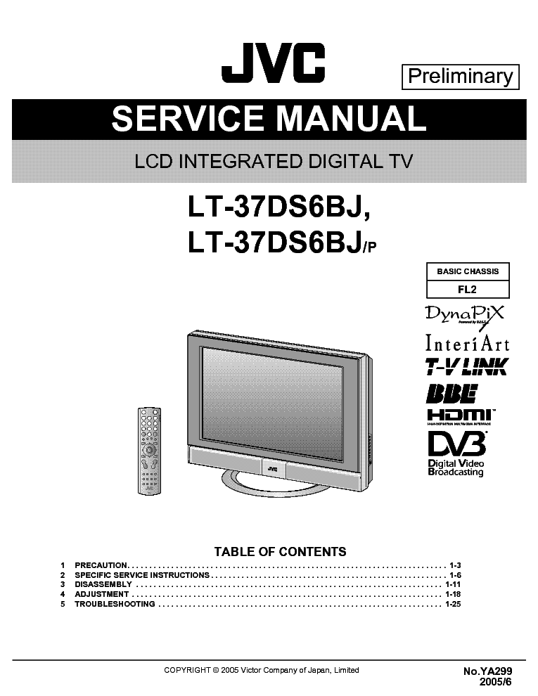JVC FL2 CHASSIS LT37DS6BJ LCDTVSMONLY service manual