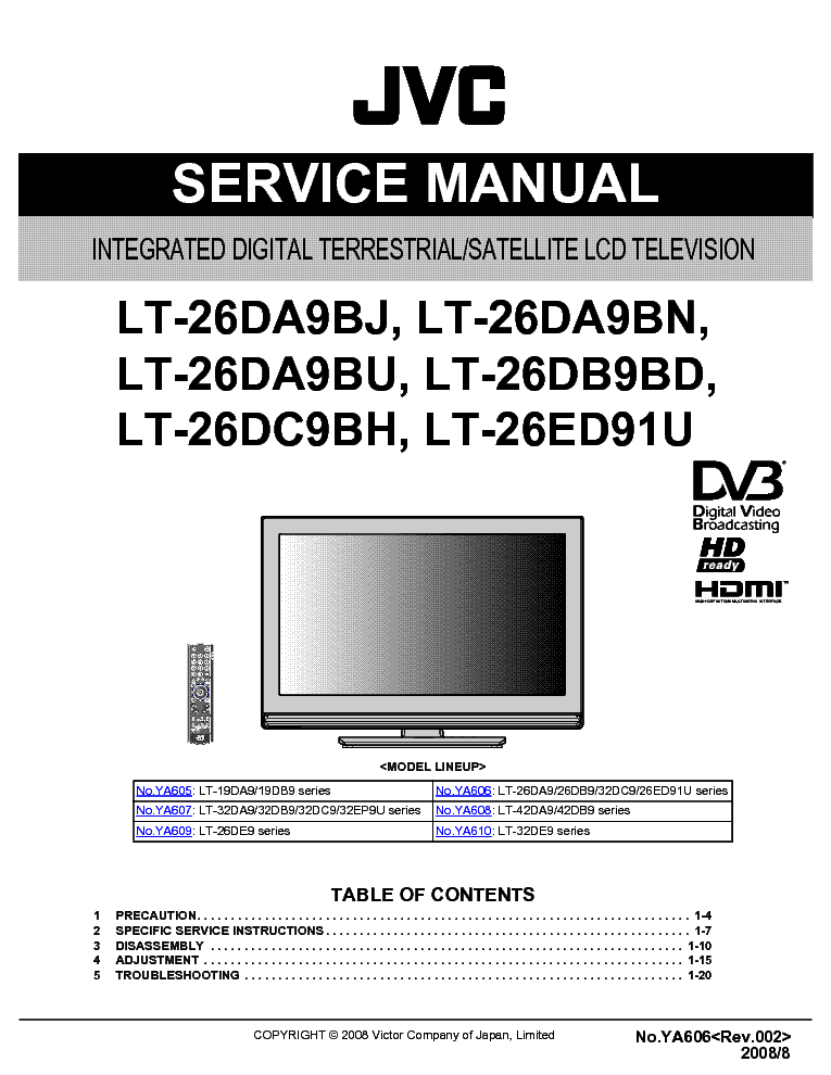 JVC LT-26ED91U LT-26DC9B LT-26DA9B LT-26DB9B service manual