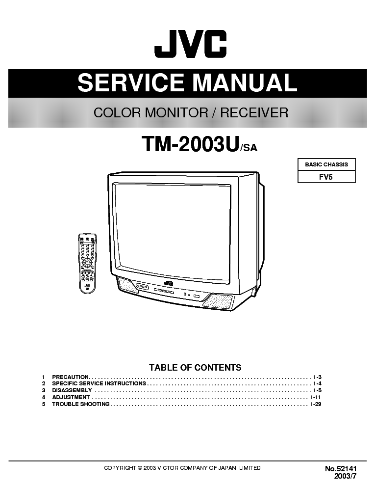 JVC TM-2003U CHASSIS FV5 SM Service Manual download, schematics, eeprom ...