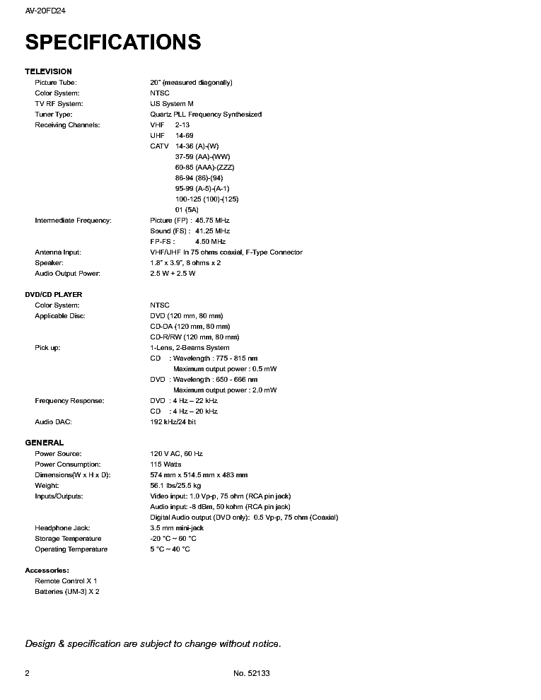 JVC TV AV20FD24 Service Manual download, schematics, eeprom, repair