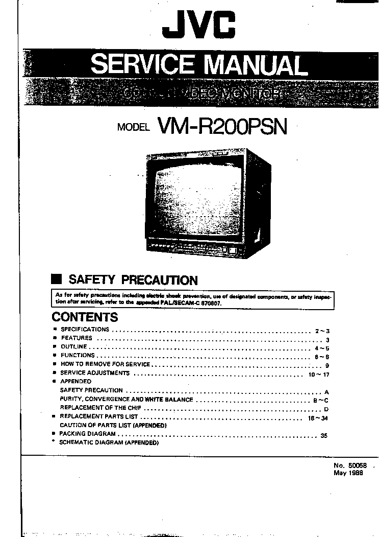 JVC VM-R200PSN Service Manual download, schematics, eeprom, repair info ...