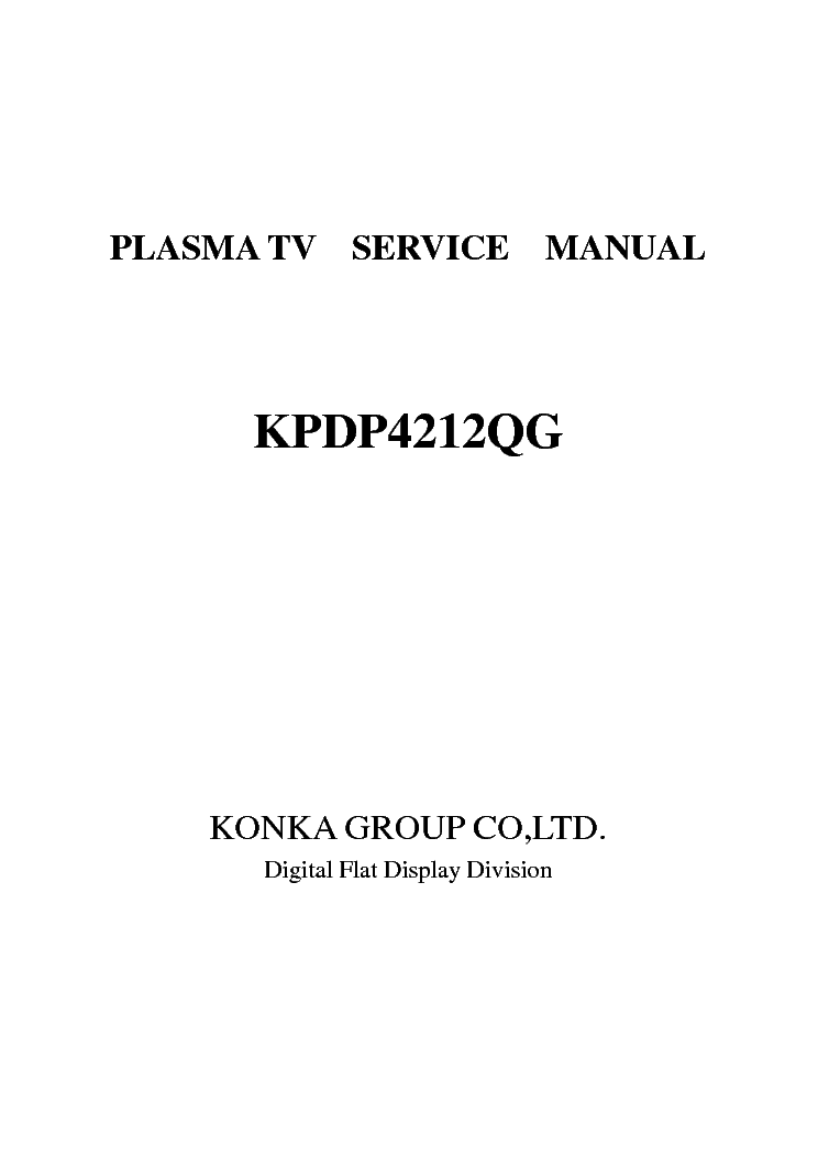 KONKA KPDP4212QG PDP DISPLAY SERVICE MANUAL service manual