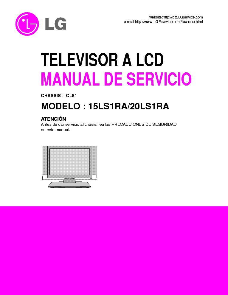 LG 15LS1RA,20LS1RA CH CL81 service manual (1st page)