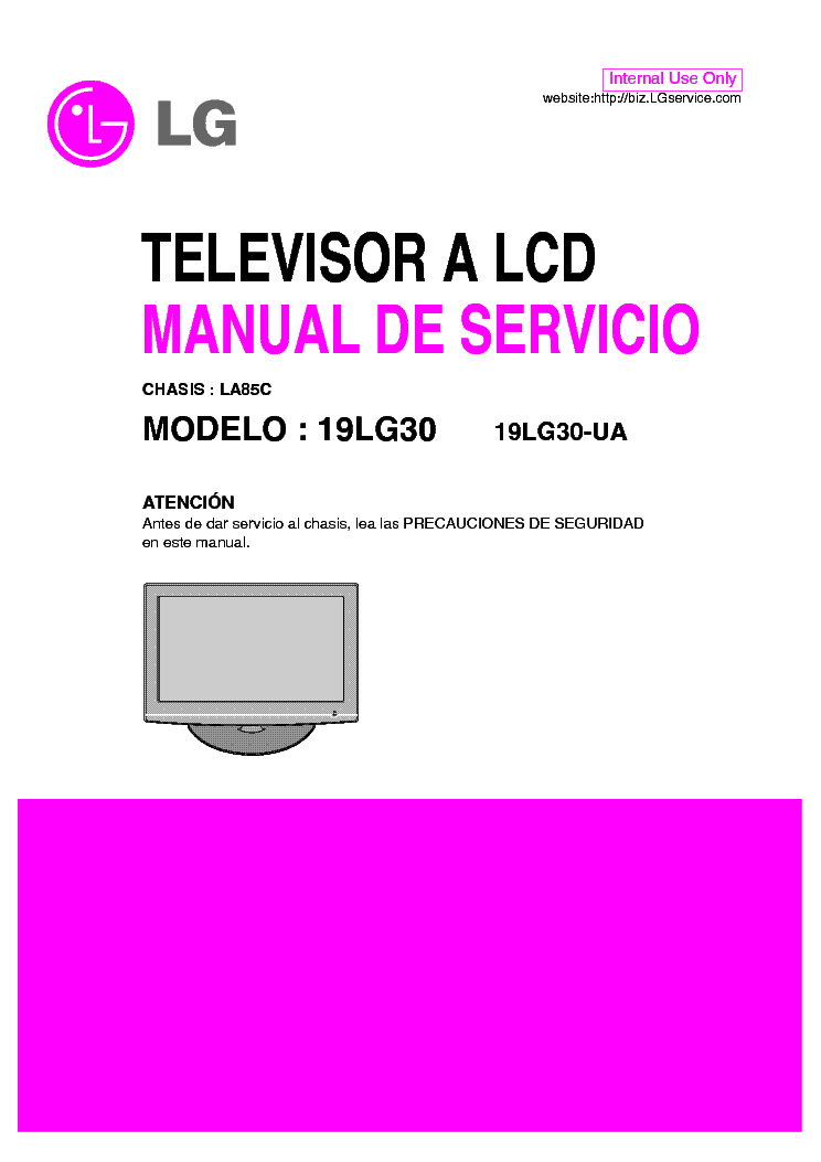 LG 19LG30-UA CHASSIS LA85C SM service manual (1st page)