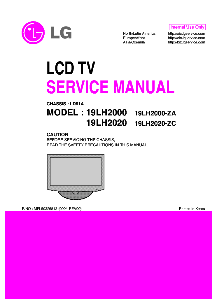LG 19LH2000 19LH2020 ZA ZC CHASSIS LD91A service manual (1st page)