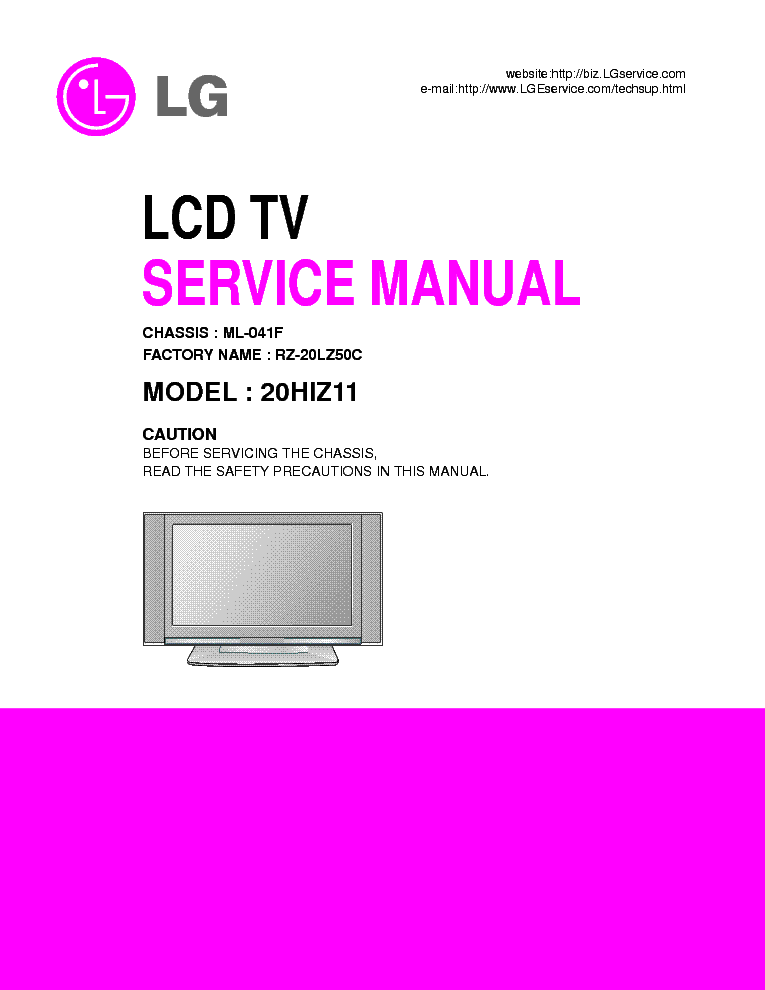 LG 20HIZ11 CH ML-041F service manual (1st page)