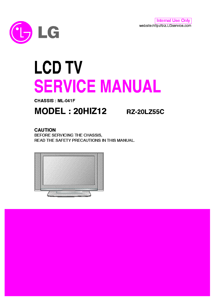 LG 20HIZ12 RZ-20LZ55C CHASSIS ML-041F SM service manual (1st page)