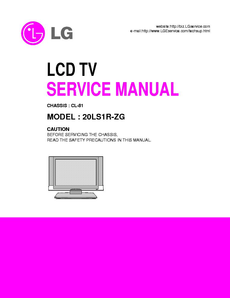 LG 20LS1R-ZG CHASSIS CL-81 MFL30105541 service manual (1st page)