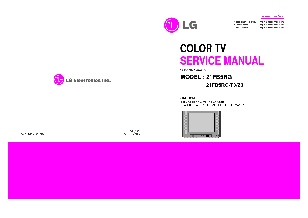 LG 21FB5RG-T3-ZE CHASSIS CW81A service manual (1st page)