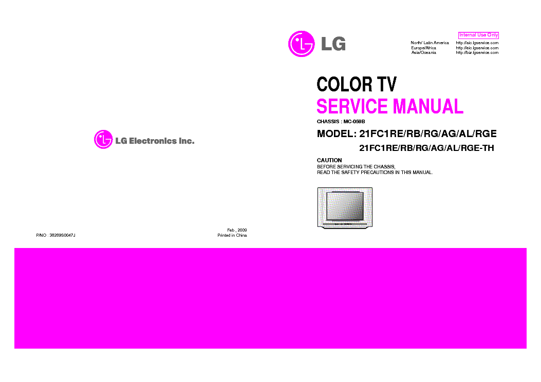 LG 21FC1RE-RB-RG-AG-AL-RGE-TH CHASSIS MC-059B service manual (1st page)