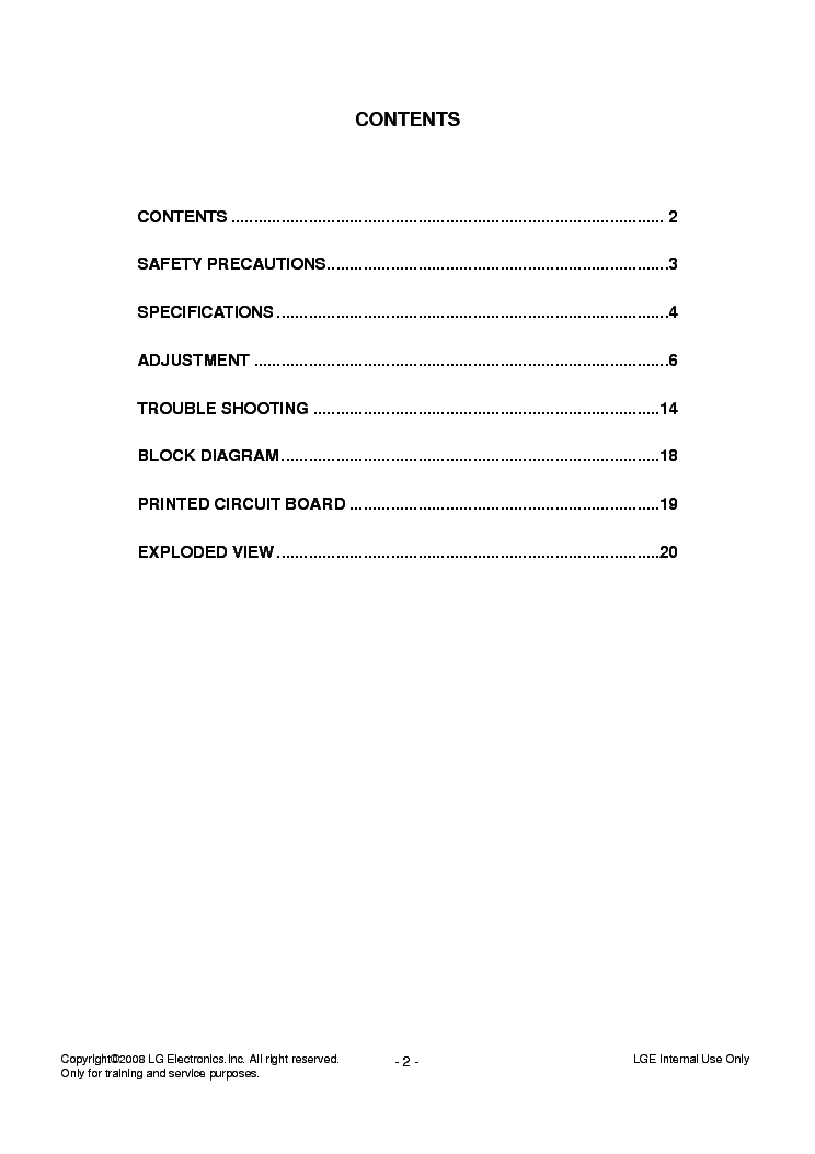 LG 21FG1XX CH CW81A SM service manual (2nd page)