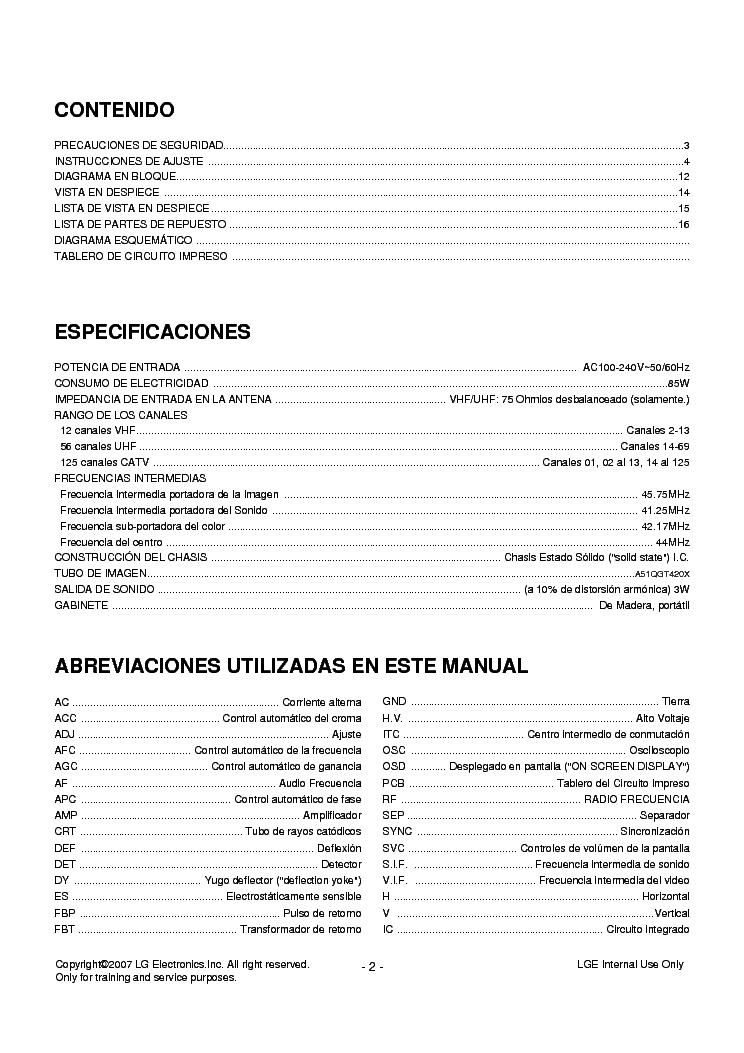 LG 21FU1RL-LS CHASSIS MC059C SM service manual (2nd page)